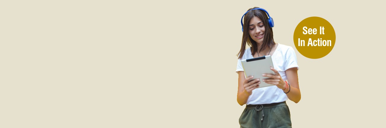 woman watching tablet