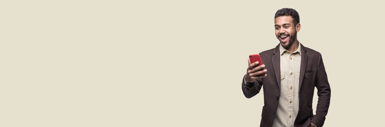 man looking at phone