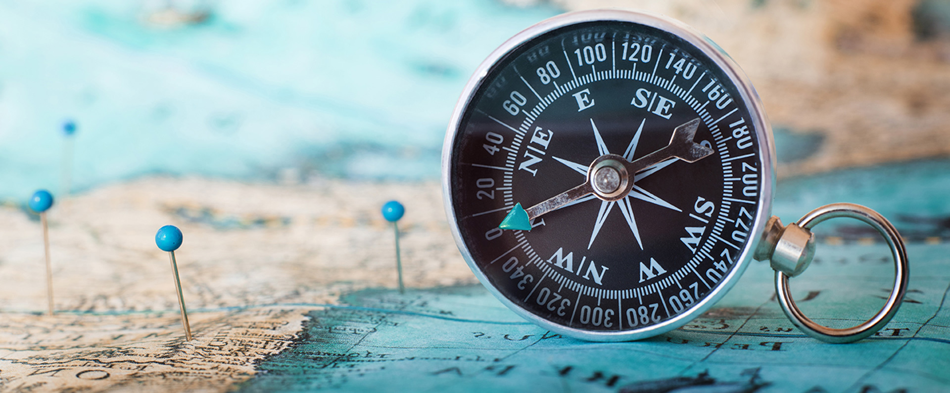 Close-up of an old compass